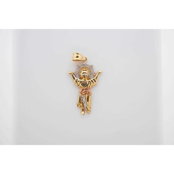 Estate Sale 14k Gold Jesus Pendant with Cubic Zirconia - Unisex - 1.8g
